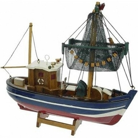 Miniatuur vissersboot netten omhoog 24 cm