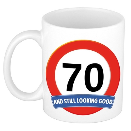 Birthday road sign mug 70 year