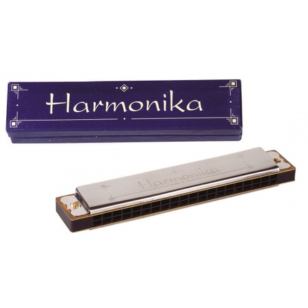 Harmonica in cardboard box