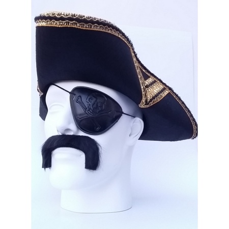Musketeer hat black with gold embroidered