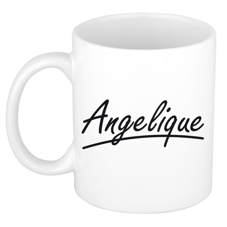 Name mug Angelique with elegant letters 300 ml