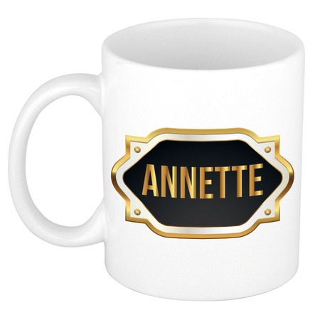 Name mug Annette with golden emblem 300 ml