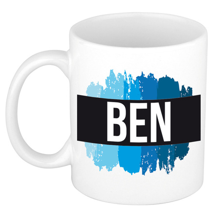 Name mug Ben with blue paint marks  300 ml