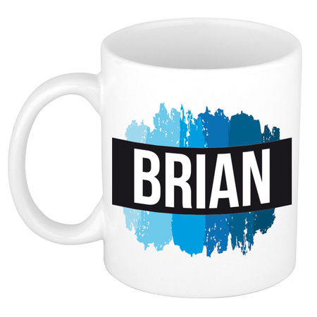 Name mug Brian with blue paint marks  300 ml