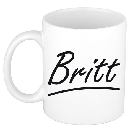 Name mug Britt with elegant letters 300 ml