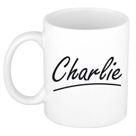 Name mug Charlie with elegant letters 300 ml