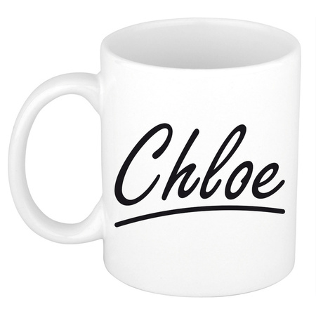 Naam cadeau mok / beker Chloe met sierlijke letters 300 ml