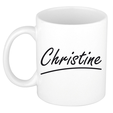 Naam cadeau mok / beker Christine met sierlijke letters 300 ml