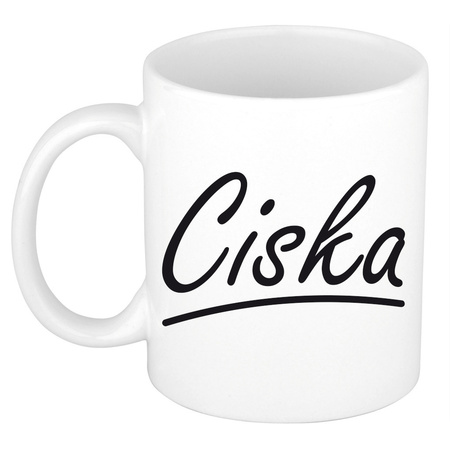 Name mug Ciska with elegant letters 300 ml