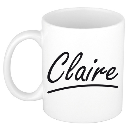 Naam cadeau mok / beker Claire met sierlijke letters 300 ml