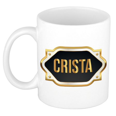 Name mug Crista with golden emblem 300 ml