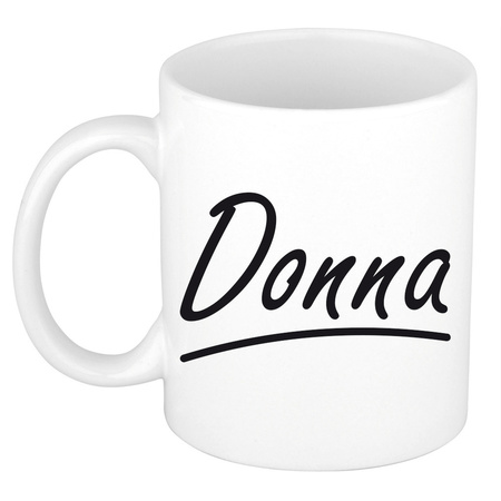 Naam cadeau mok / beker Donna met sierlijke letters 300 ml