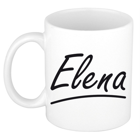 Naam cadeau mok / beker Elena met sierlijke letters 300 ml