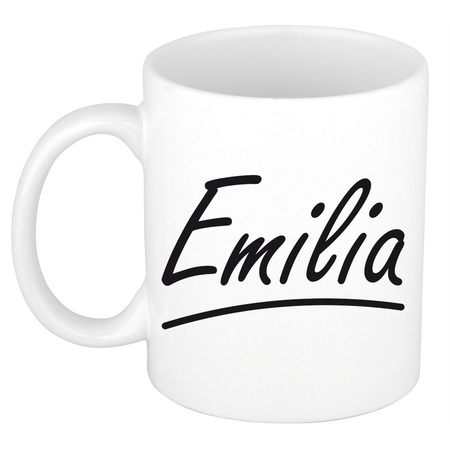 Name mug Emilia with elegant letters 300 ml