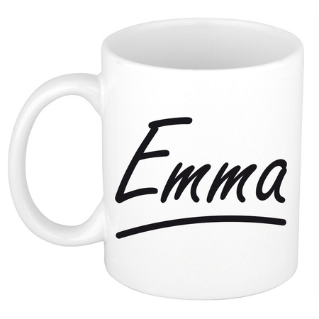 Naam cadeau mok / beker Emma met sierlijke letters 300 ml