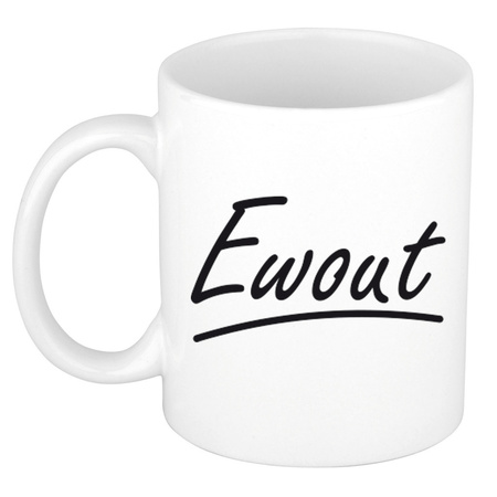 Name mug Ewout with elegant letters 300 ml