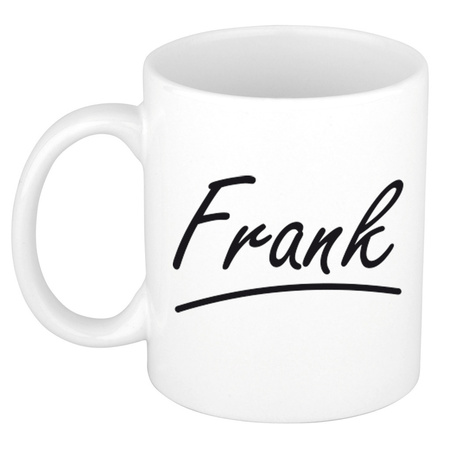 Naam cadeau mok / beker Frank met sierlijke letters 300 ml