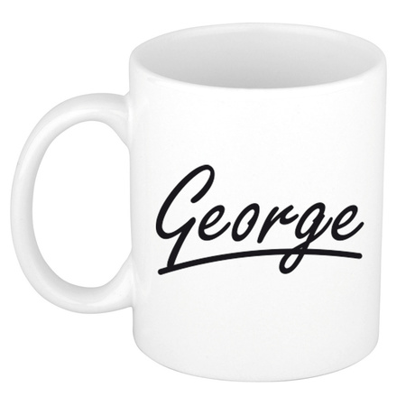 Naam cadeau mok / beker George met sierlijke letters 300 ml