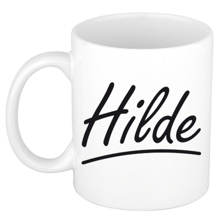 Name mug Hilde with elegant letters 300 ml