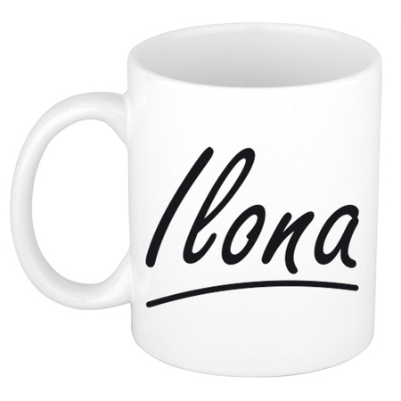 Name mug Ilona with elegant letters 300 ml