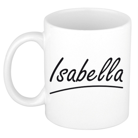 Naam cadeau mok / beker Isabella met sierlijke letters 300 ml