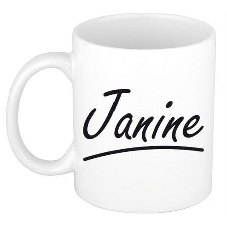 Name mug Janine with elegant letters 300 ml