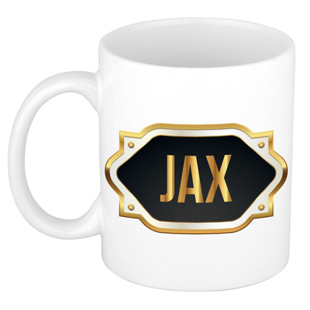 Name mug Jax with golden emblem 300 ml
