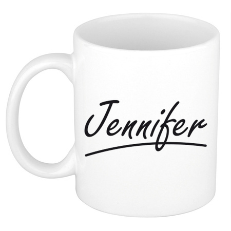 Naam cadeau mok / beker Jennifer met sierlijke letters 300 ml