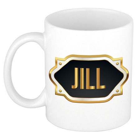 Name mug Jill with golden emblem 300 ml