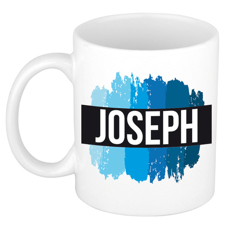 Name mug Joseph with blue paint marks  300 ml