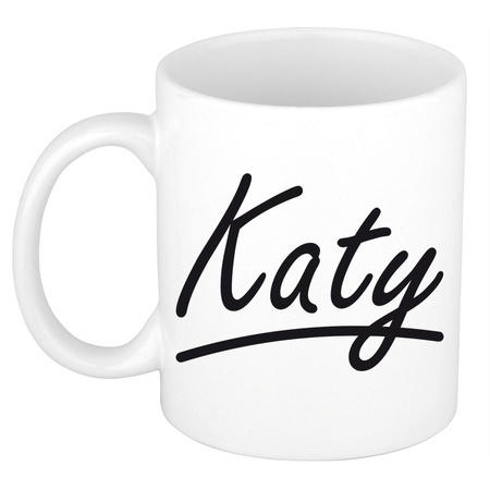 Name mug Katy with elegant letters 300 ml