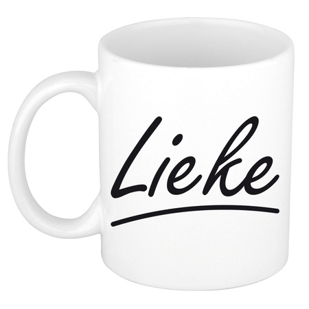 Naam cadeau mok / beker Lieke met sierlijke letters 300 ml