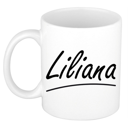 Naam cadeau mok / beker Liliana met sierlijke letters 300 ml