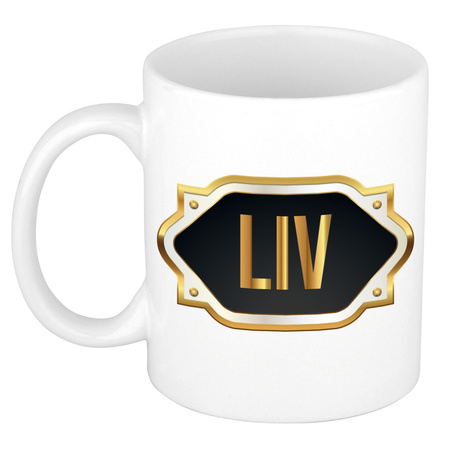 Name mug Liv with golden emblem 300 ml