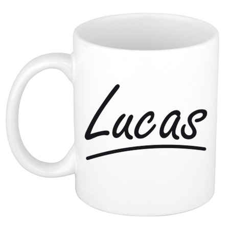 Name mug Lucas with elegant letters 300 ml