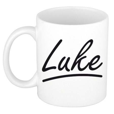 Naam cadeau mok / beker Luke met sierlijke letters 300 ml