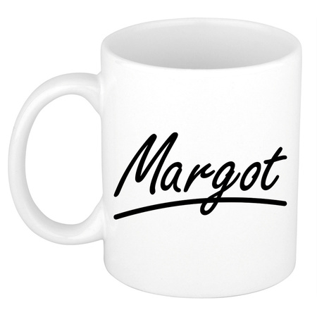 Naam cadeau mok / beker Margot met sierlijke letters 300 ml