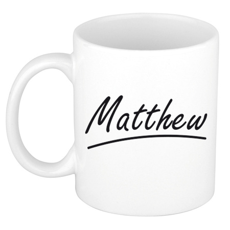 Naam cadeau mok / beker Matthew met sierlijke letters 300 ml