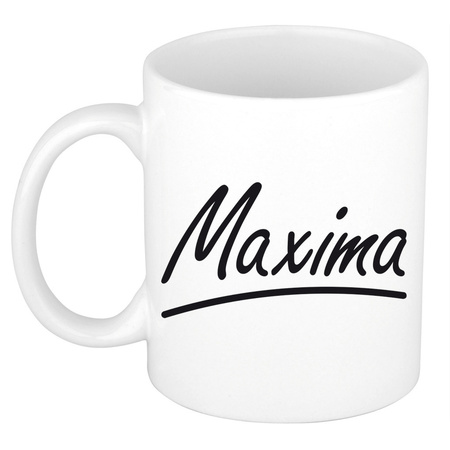 Naam cadeau mok / beker Maxima met sierlijke letters 300 ml