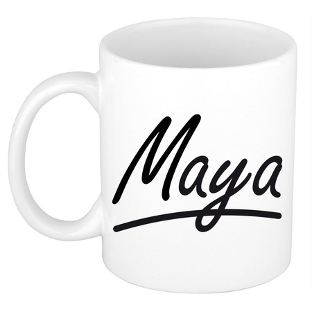 Naam cadeau mok / beker Maya met sierlijke letters 300 ml