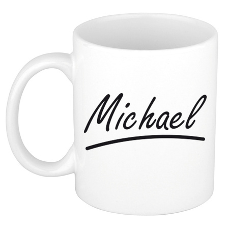 Naam cadeau mok / beker Michael met sierlijke letters 300 ml