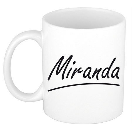 Naam cadeau mok / beker Miranda met sierlijke letters 300 ml