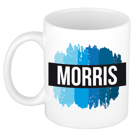 Name mug Morris with blue paint marks  300 ml