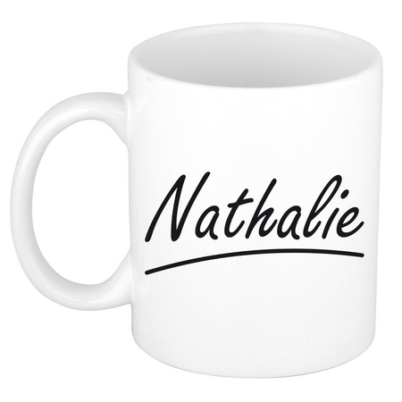 Name mug Nathalie with elegant letters 300 ml