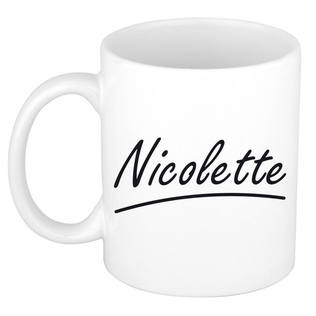 Name mug Nicolette with elegant letters 300 ml