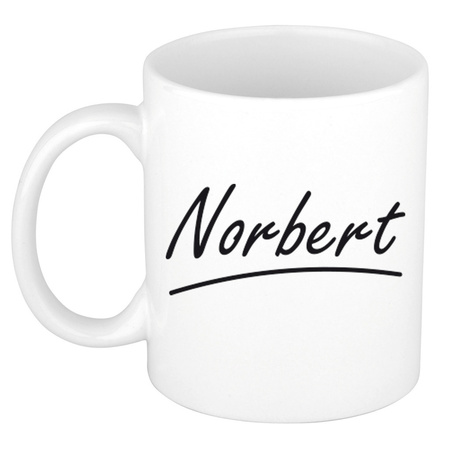 Naam cadeau mok / beker Norbert met sierlijke letters 300 ml