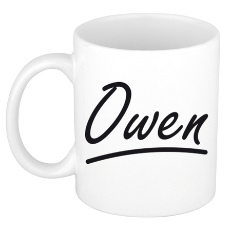 Naam cadeau mok / beker Owen met sierlijke letters 300 ml