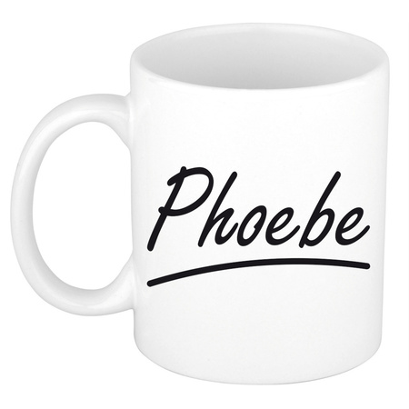 Naam cadeau mok / beker Phoebe met sierlijke letters 300 ml