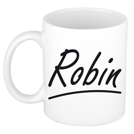 Naam cadeau mok / beker Robin met sierlijke letters 300 ml