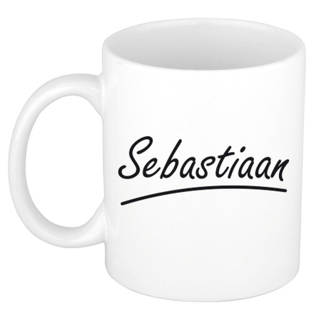 Name mug Sebastiaan with elegant letters 300 ml